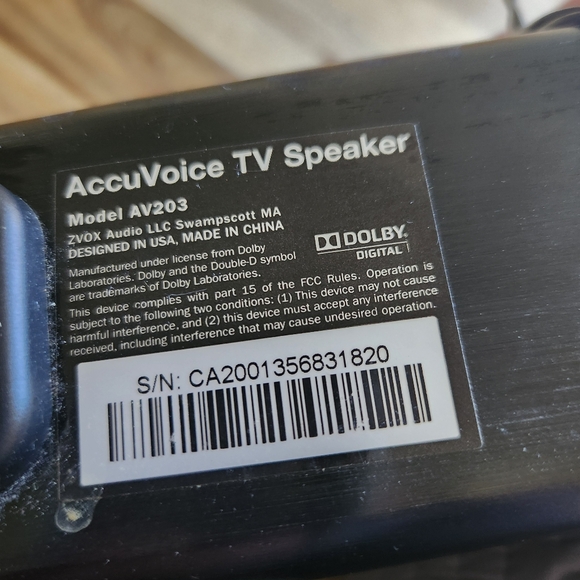 Zvox Accuvoice AV203 TV Speaker 6 Level No Remote Wall Mount Or Shelf Black - Picture 6 of 15